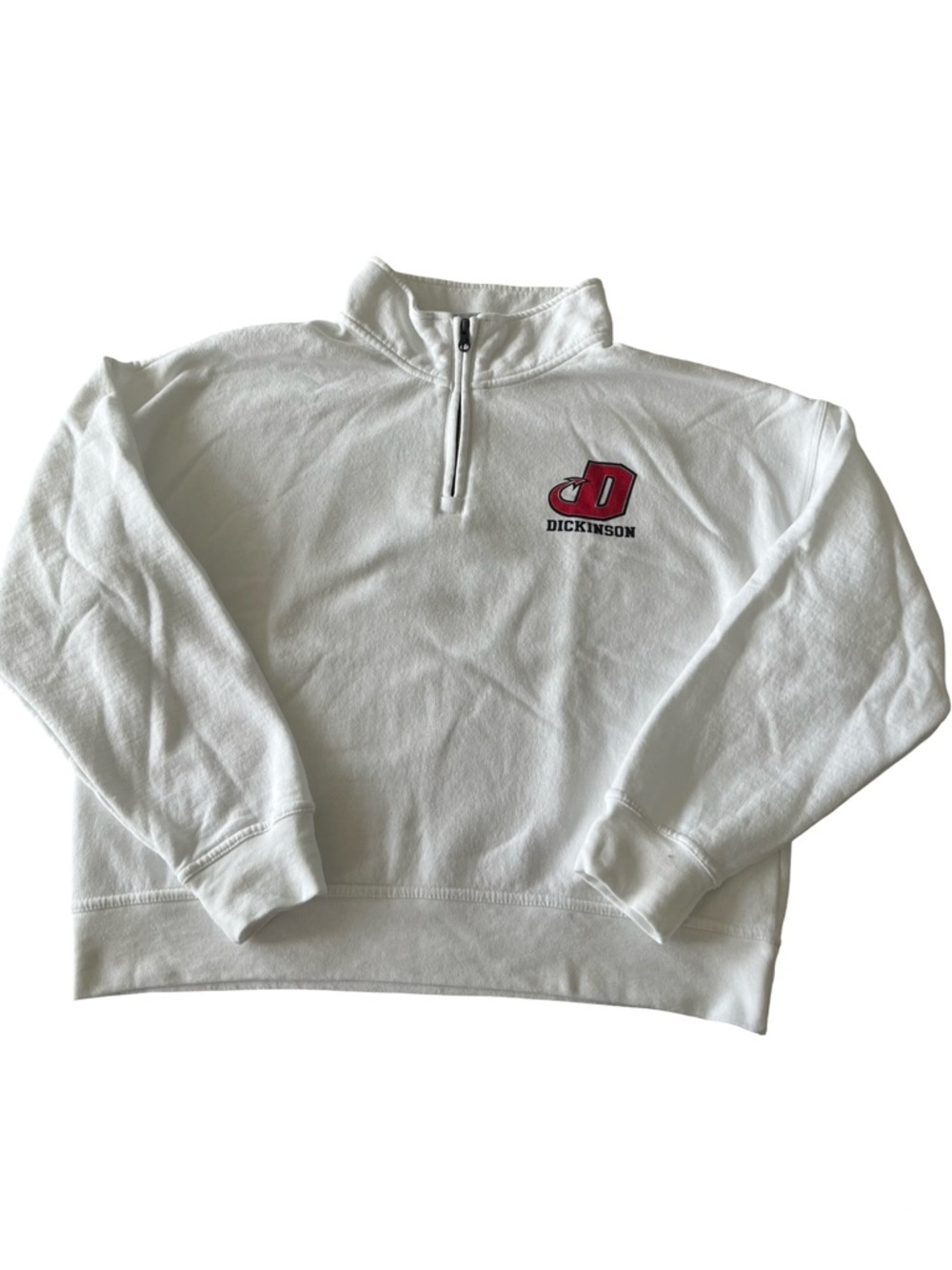 Champion Dickinson College White Crewneck Crop 1/4 Zip Size M
